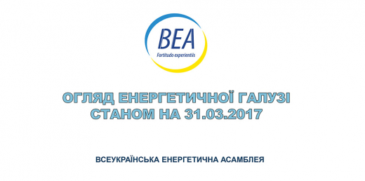 Огляд енергетичної галузі станом на 31.03.2017