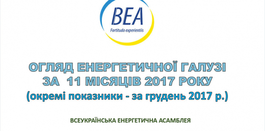 Огляд енергетичної галузі станом на 29.12.2017