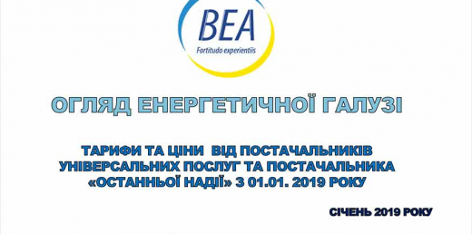 Тарифи та ціни від постачальників універсальних послуг та постачальника «останньої надії»